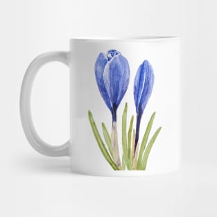blue crocus buds watercolor painting Mug